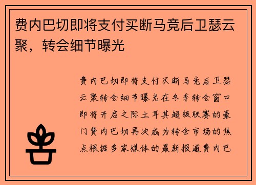 费内巴切即将支付买断马竞后卫瑟云聚，转会细节曝光